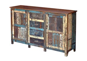 Image for Painted Reclaimed Wood 4 Drawer & 2 Door Sideboard