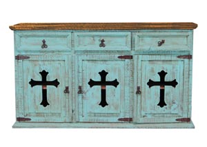 Image for Turquoise 3 Door/Drawer Buffet w/Cross