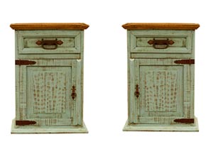 Image for Turquoise Washed 1 Drawer 1 Door Left Nightstand