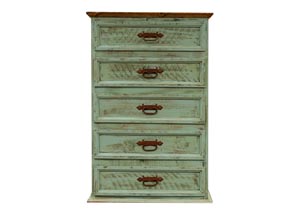 Image for Turquoise Washed 5 Drawer Chest