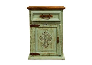 Image for Turquoise Washed Cross Left Nightstand