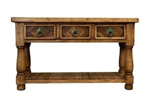 Image for Painted Parquet Reclaimed Wood 3 Drawer Console