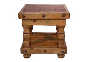 Image for Old Wood End Table w/Shelf