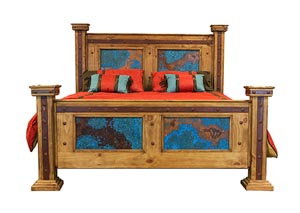 Image for King Bed w/Turquoise Copper Panels