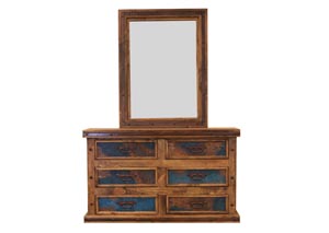 Image for 6 Drawer Dresser w/Turquoise Copper Panels