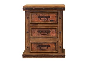 Image for 3 Drawer Nightstand w/Copper Panels