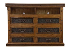 Image for 6 Drawer Dresser/TV Chest w/Tooled Leather