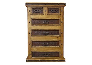 Image for 6 Drawer Chest w/Tooled Leahter