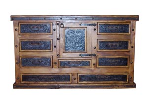 Image for 9 Drawer 1 Drawer Dresser w/Tooled Leather