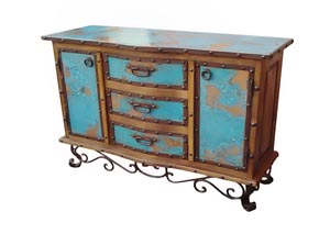 Image for Turquoise Copper Buffet w/Iron Base