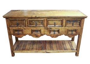 Image for Old Wood Console w/8 Drawers