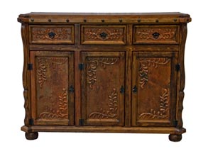 Image for Old Wood Copper Credenza w/3 Doors & 3 Drawers