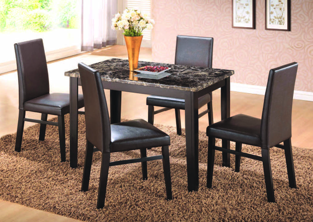 Market St. Ebony Wood 48”x30” Dining Table w/Faux Marble,Mainline