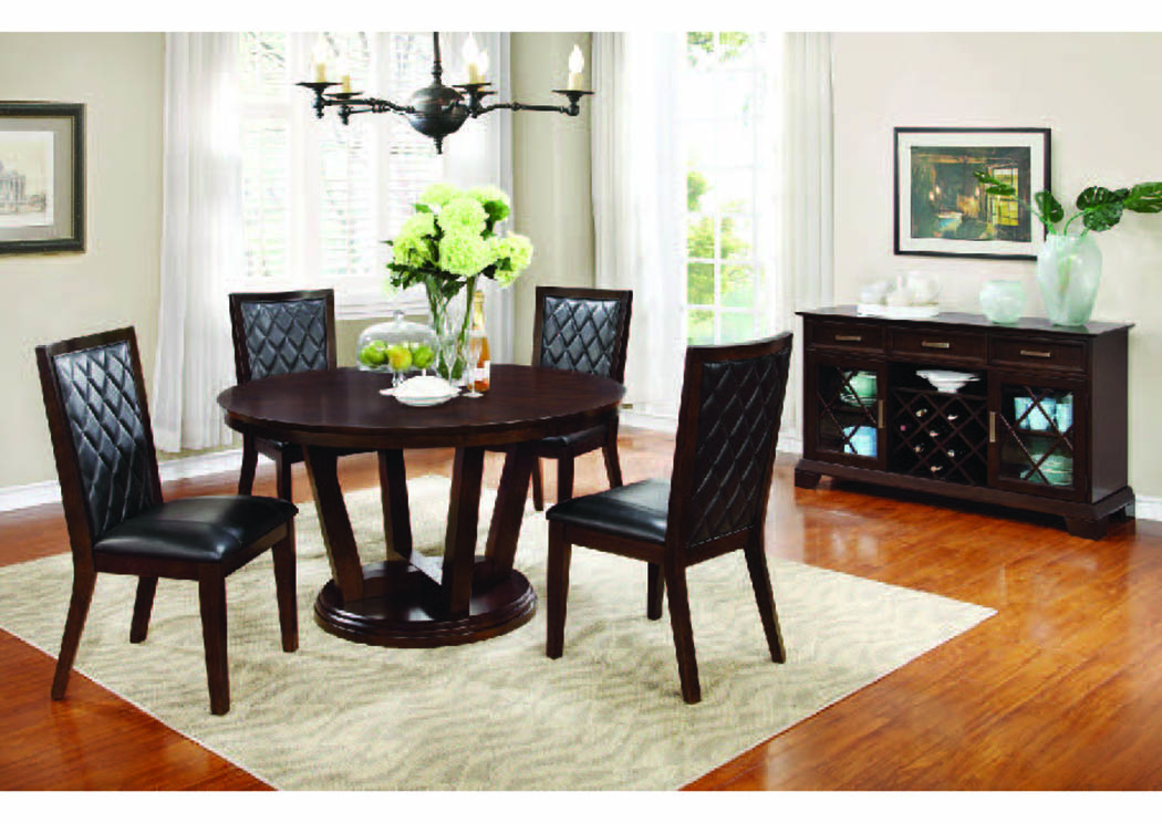 Diamante Espresso 54" 5-Pc Round Dining Set,Mainline