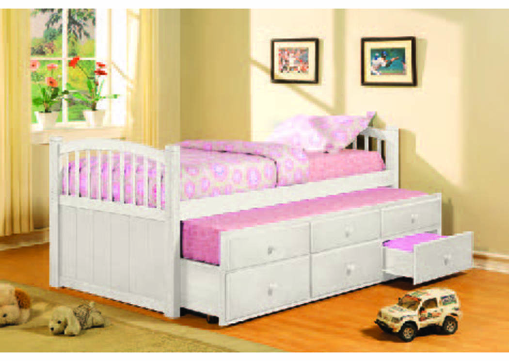 White Slumber Bed & Trundle,Mainline