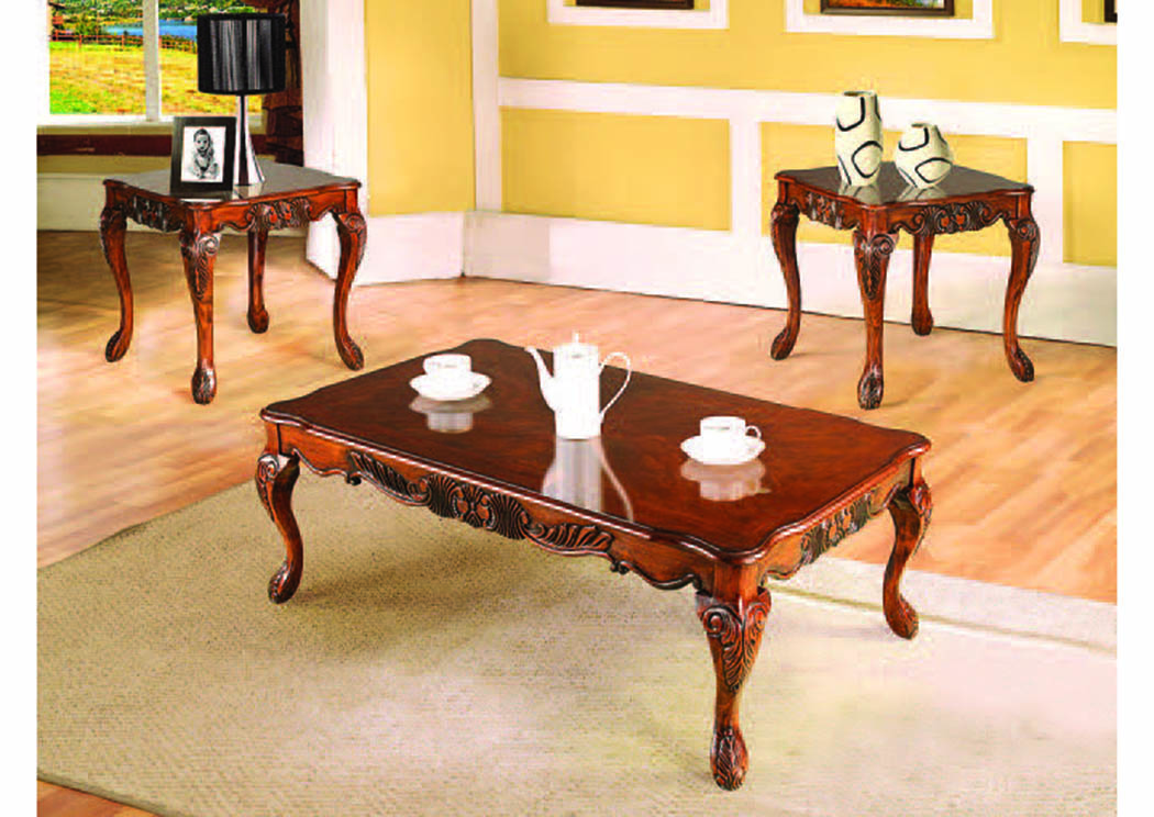 Malaga Warm Cherry 3Pc Occasional Table Set,Mainline