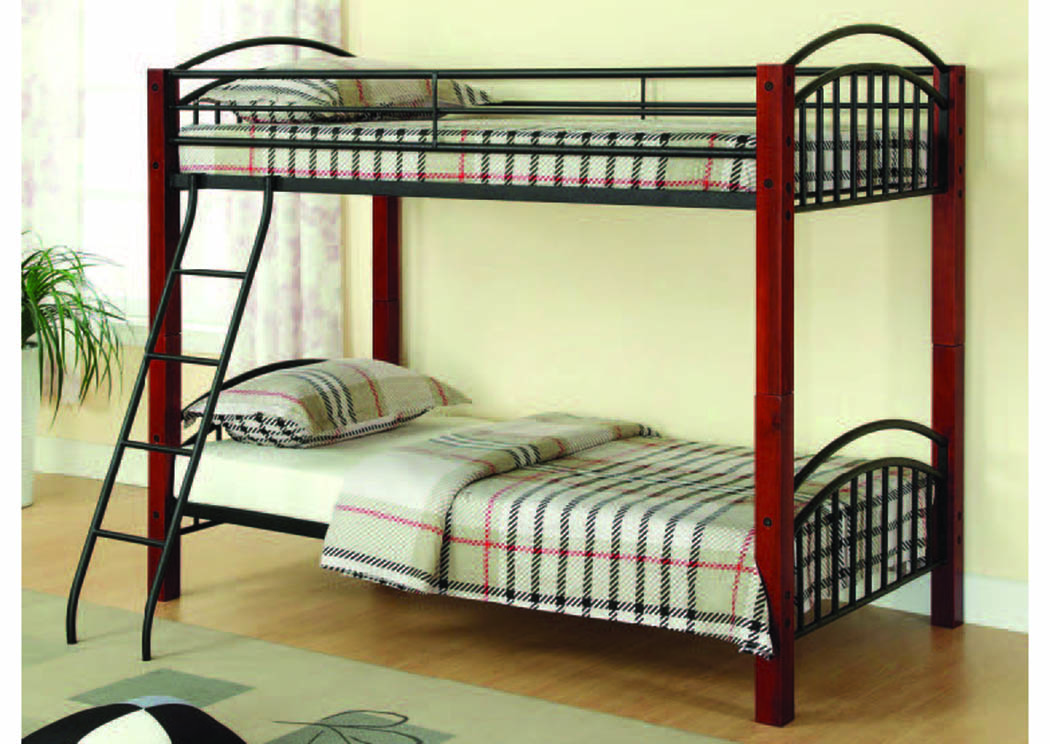 Black & Cherry Wd.Post T/T Bunk Bed,Mainline