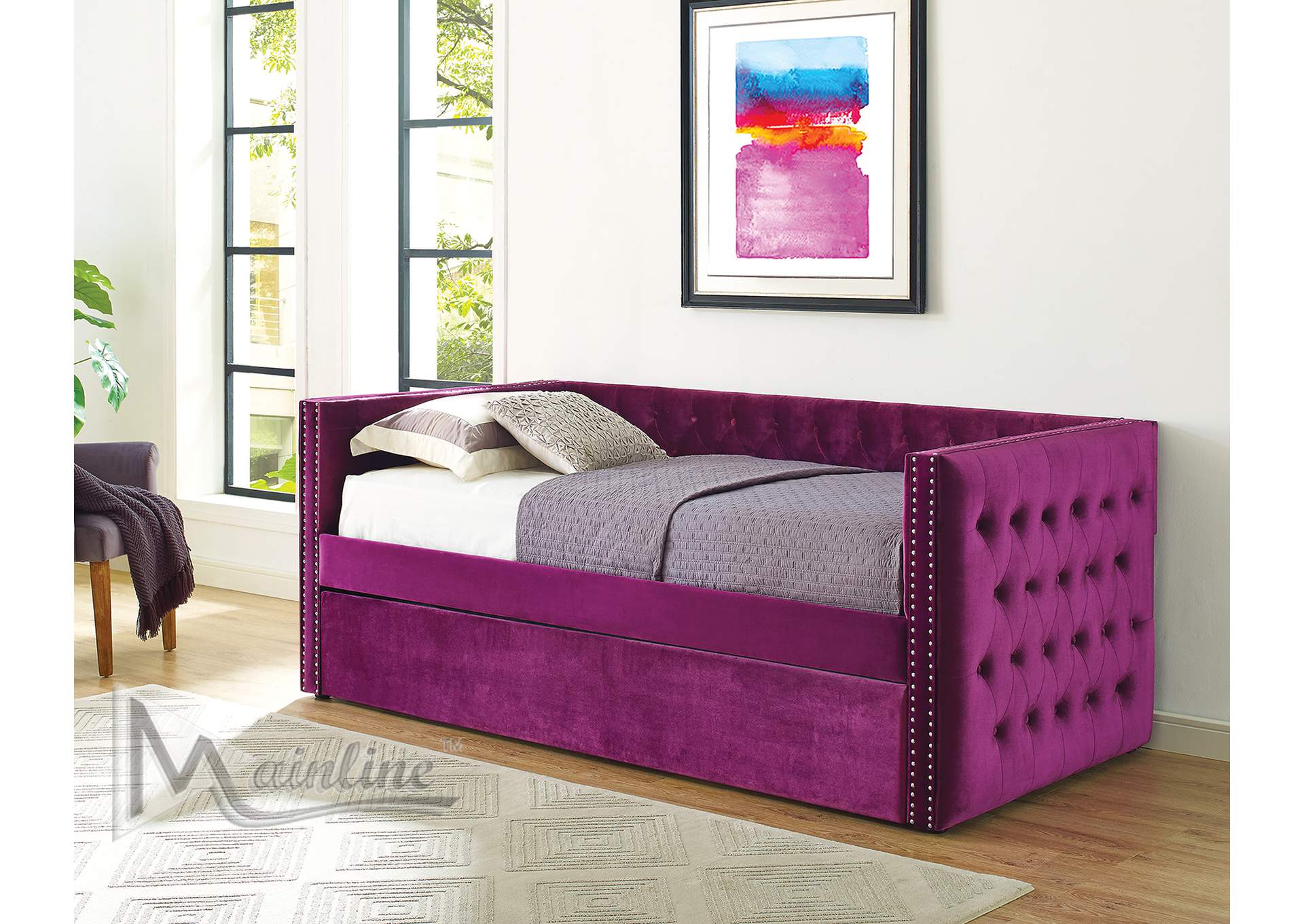 Purple Velvet Gaga Daybed w/ Trundle,Mainline