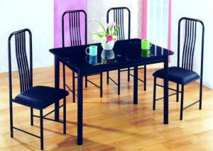 Image for Topaz 5-Pc Black Marble Top Dining Set