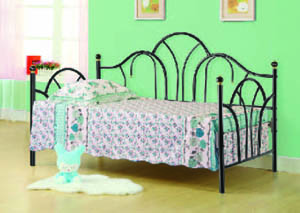 Image for Peacock Black Fan Daybed w/Porcelain Finials