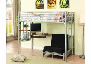 Image for Studio Silver Full Loft Bed w/Computer Station