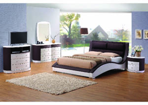 Image for Lambda White/Dark Chocolate Queen Wave Bed