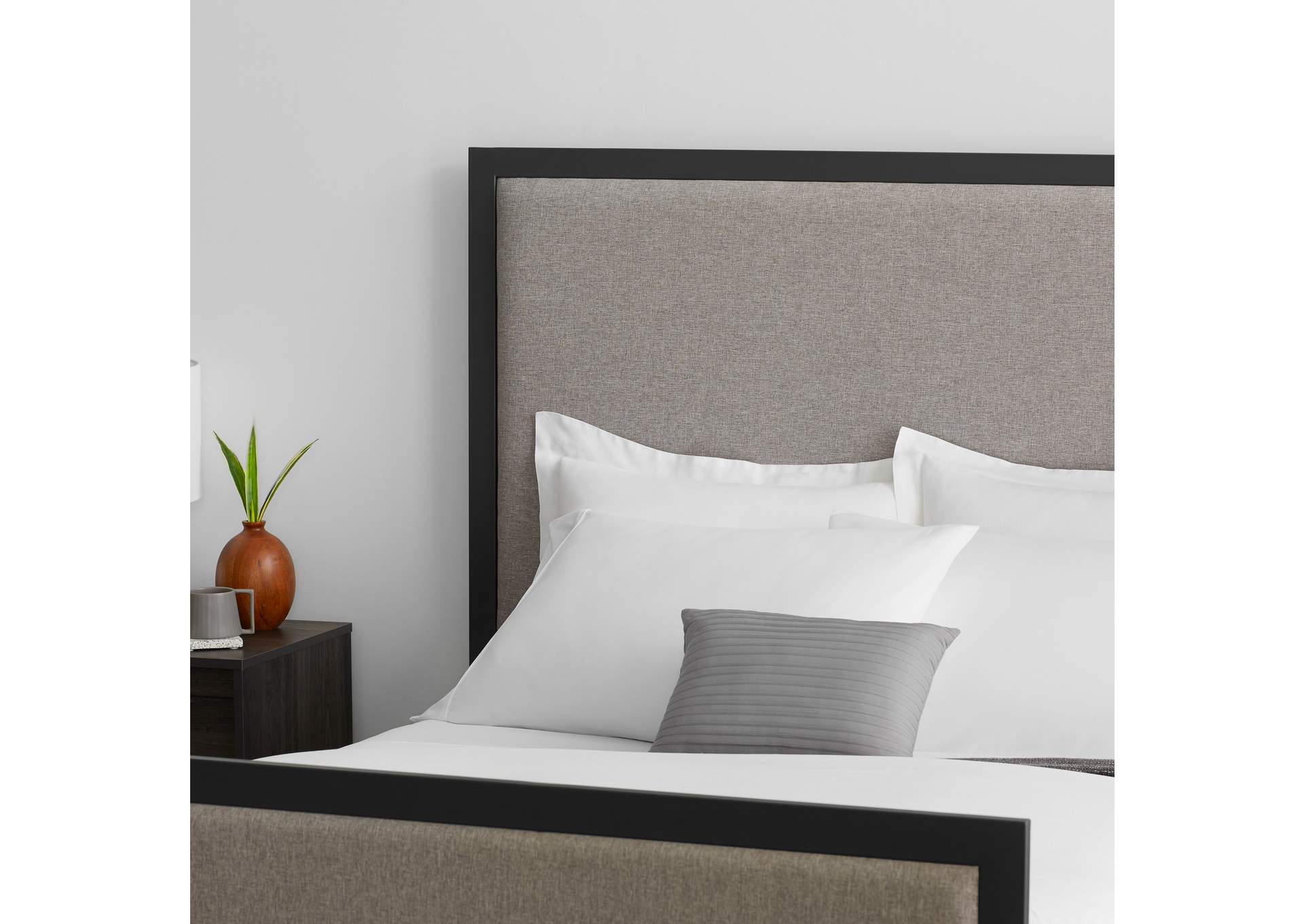 Malouf Charcoal Clarke Metal Upholstered Full Bed,Malouf