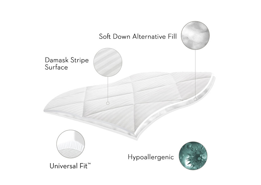 Sleep Tite Full Quilted Mattress Pad w/ Damask Cover and Down Alternative Fill,ABF Malouf