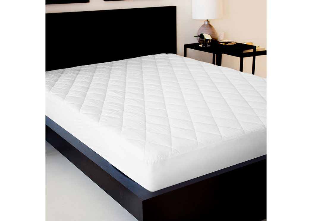 Sleep Tite King Quilted Mattress Pad w/ Damask Cover and Down Alternative Fill,ABF Malouf