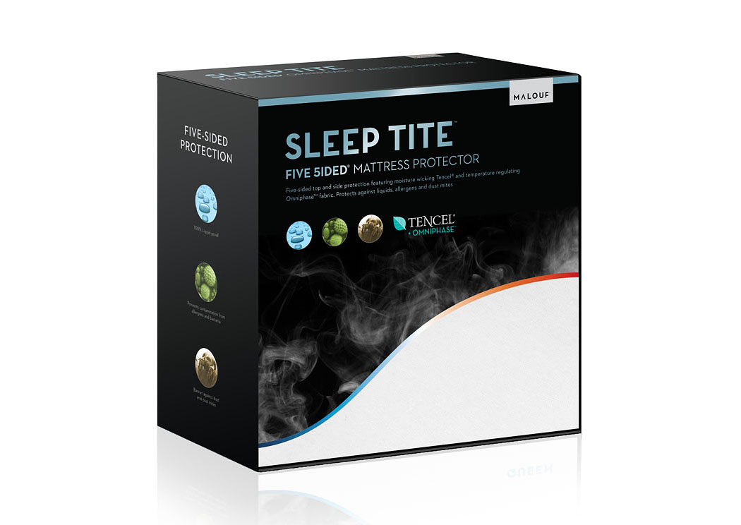 Sleep Tite Five-5Ided Hypoallergenic Twin Mattress Protector w/ Omniphase and Tencel,ABF Malouf