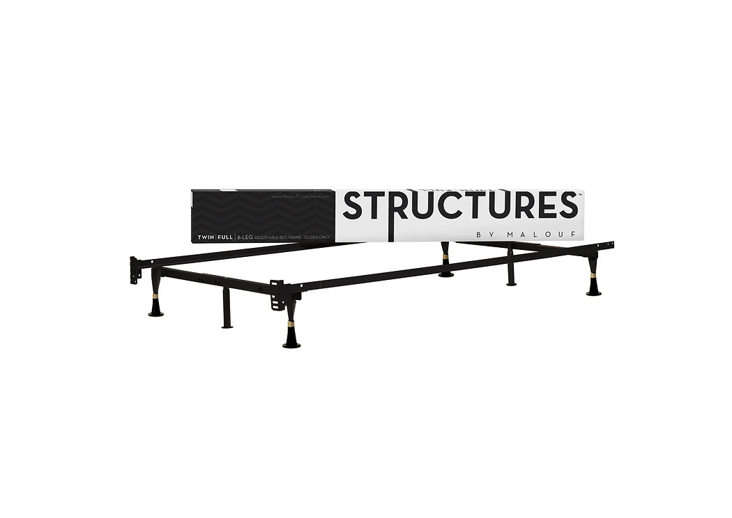 Structures Twin/Full Adjustable Metal Bed Frame w/ In-Line Glides,ABF Malouf
