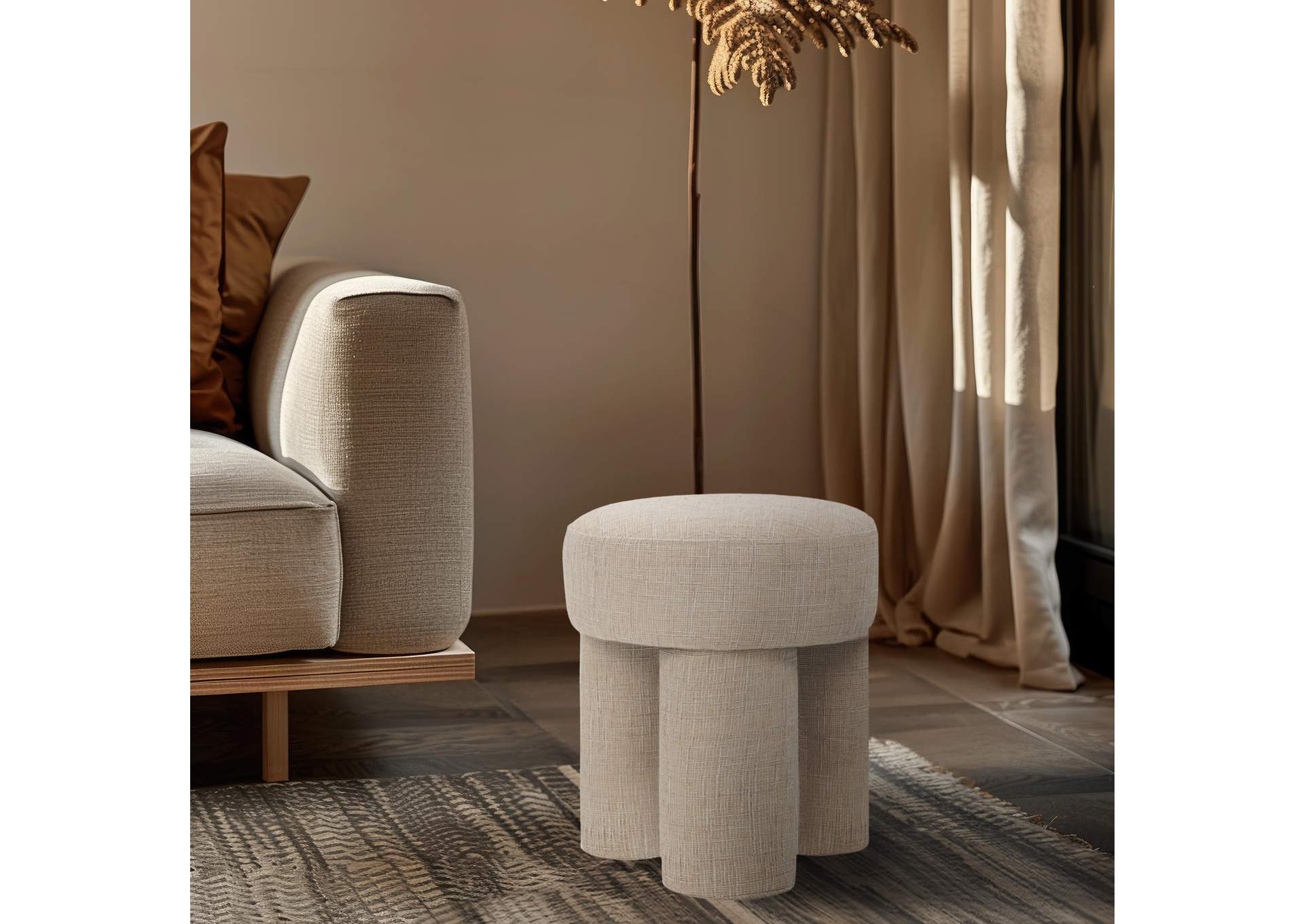 Larson Beige Polyester Fabric Ottoman - Stool,Meridian Furniture