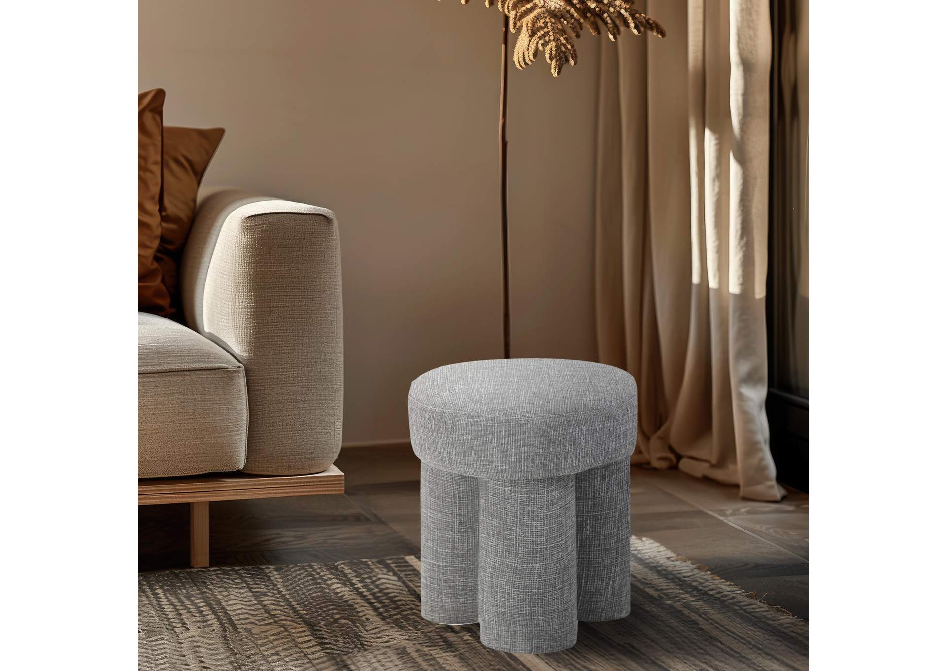 Larson Grey Polyester Fabric Ottoman - Stool,Meridian Furniture