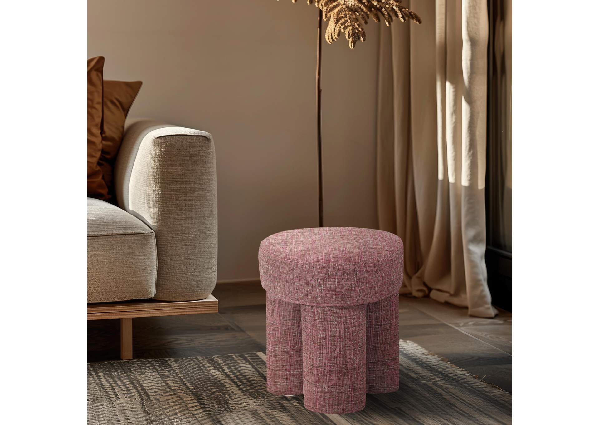 Larson Pink Polyester Fabric Ottoman - Stool,Meridian Furniture