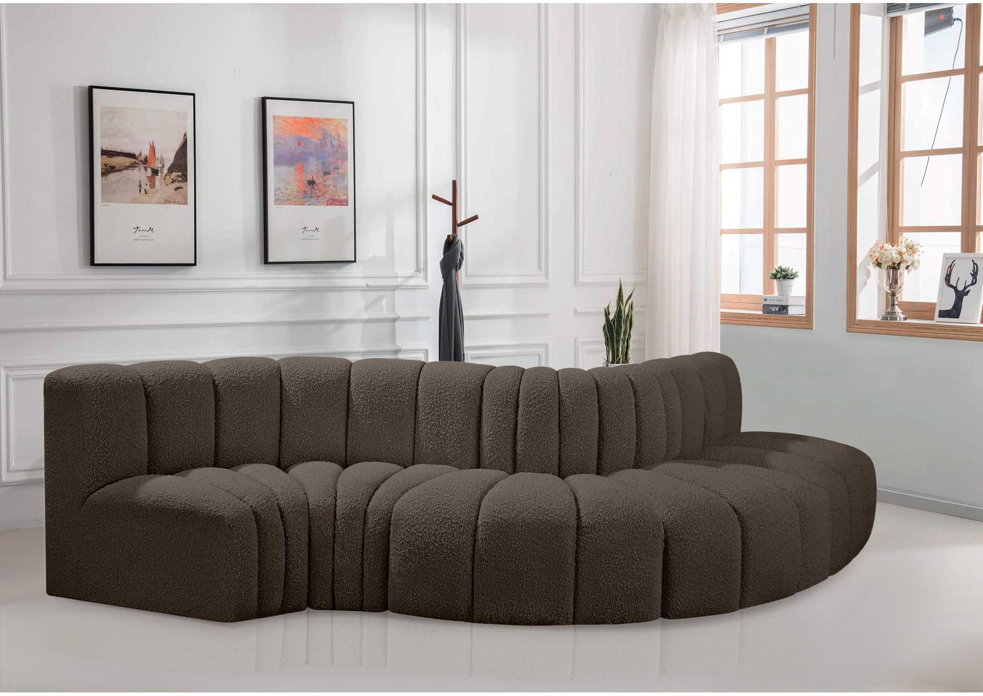 Arc Brown Boucle Fabric Modular Sofa,Meridian Furniture