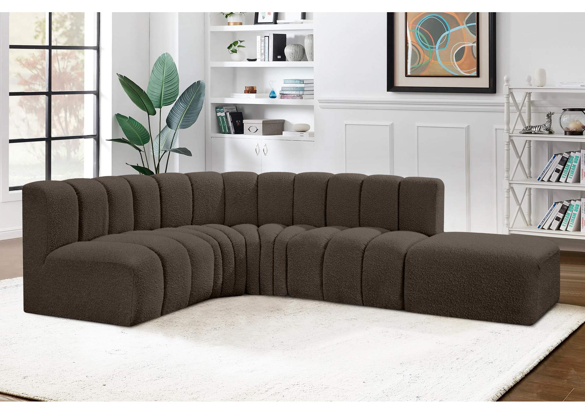 Arc Brown Boucle Fabric Modular Sofa,Meridian Furniture