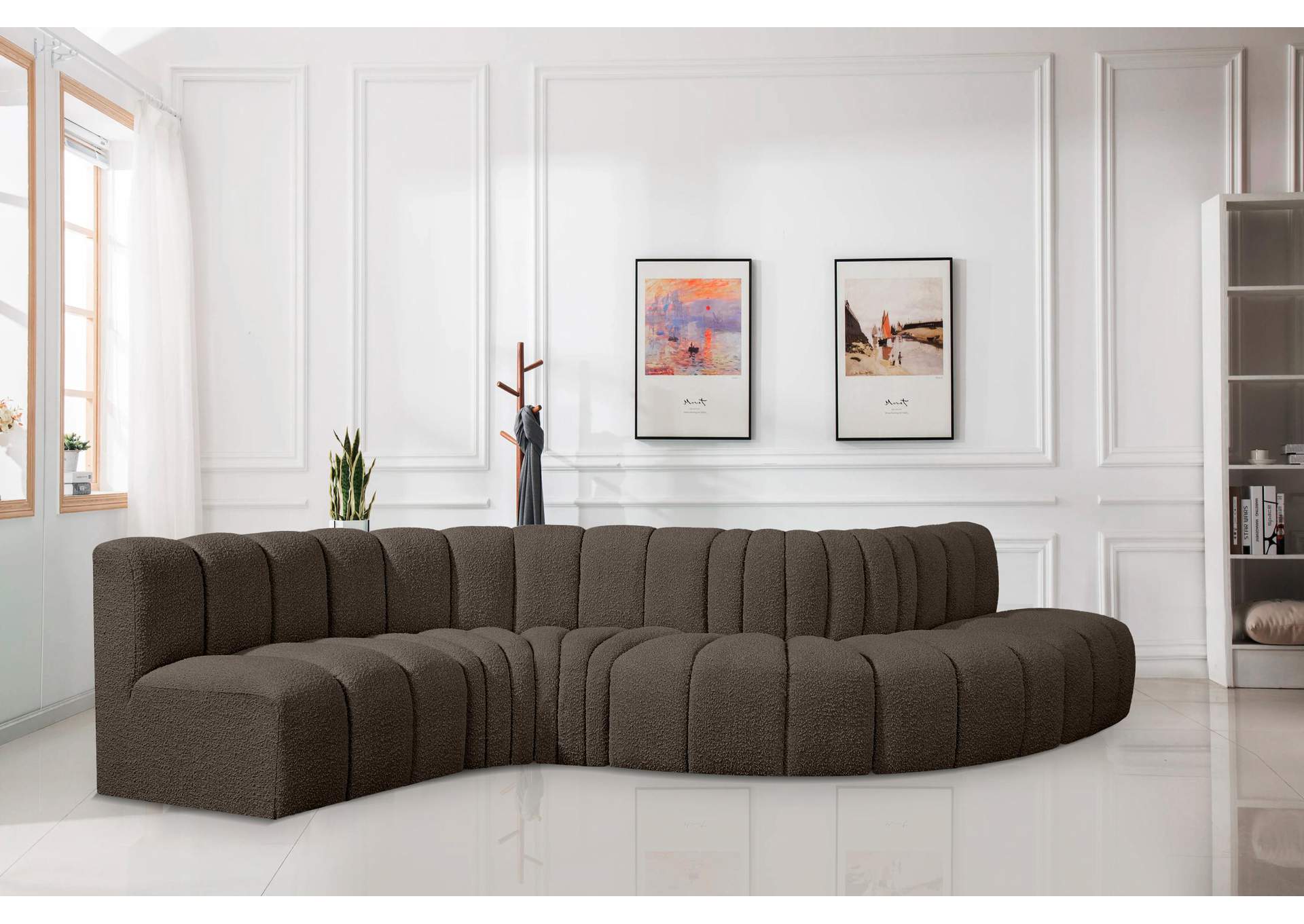 Arc Brown Boucle Fabric Modular Sofa,Meridian Furniture