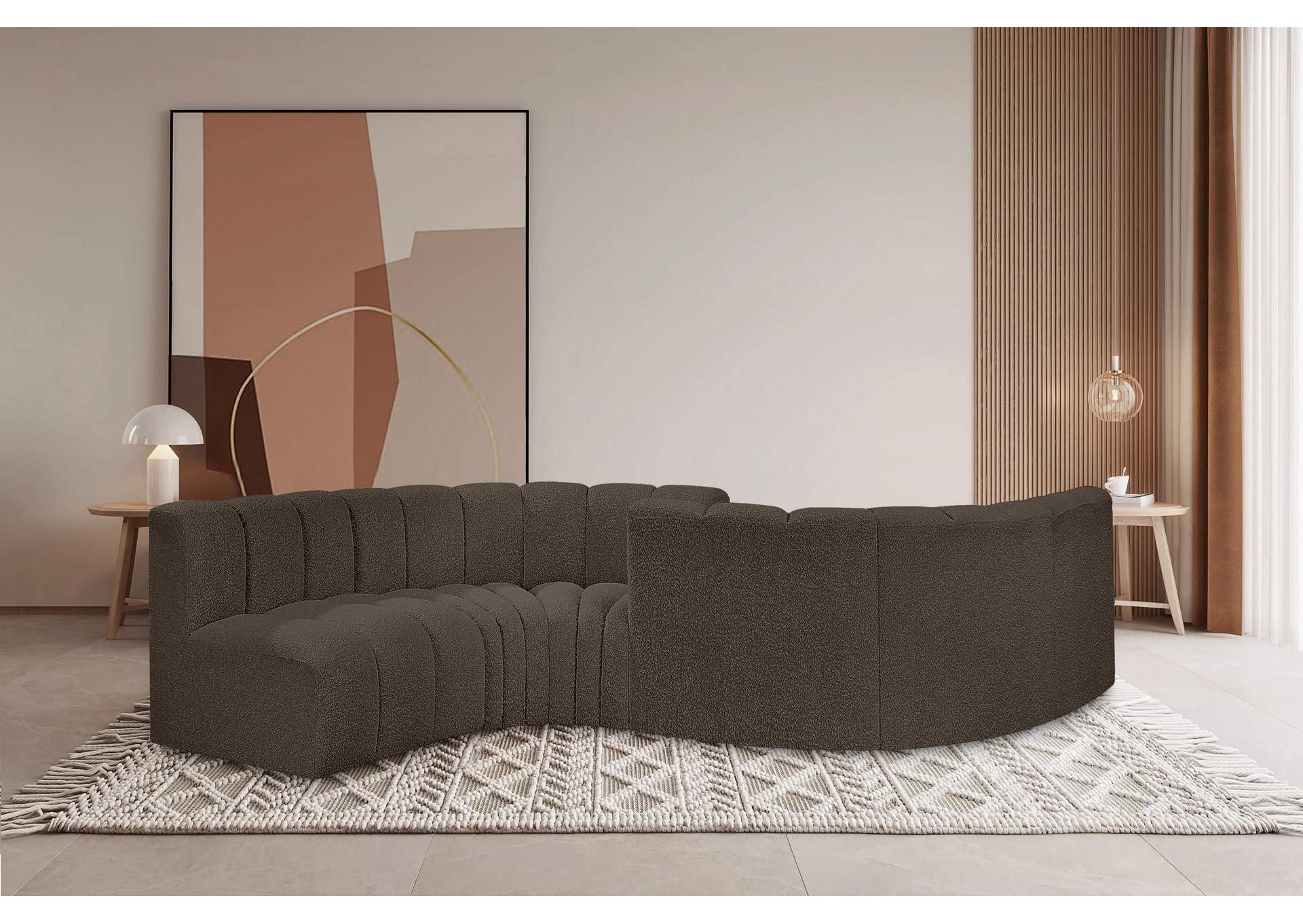 Arc Brown Boucle Fabric Modular Sofa,Meridian Furniture