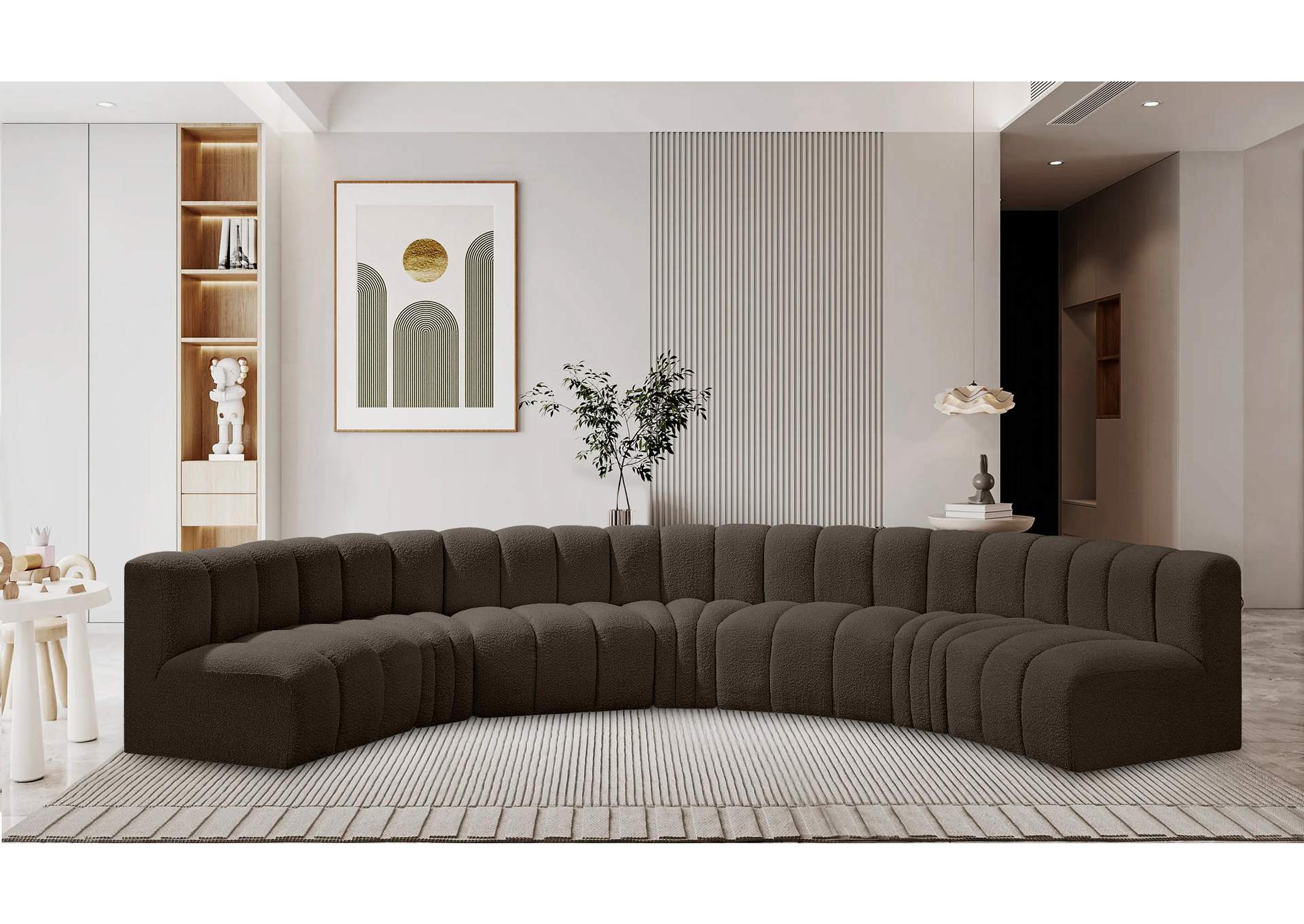 Arc Brown Boucle Fabric Modular Sofa,Meridian Furniture