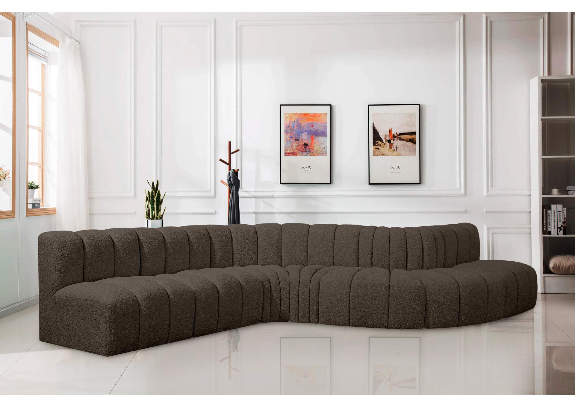 Arc Brown Boucle Fabric Modular Sofa,Meridian Furniture