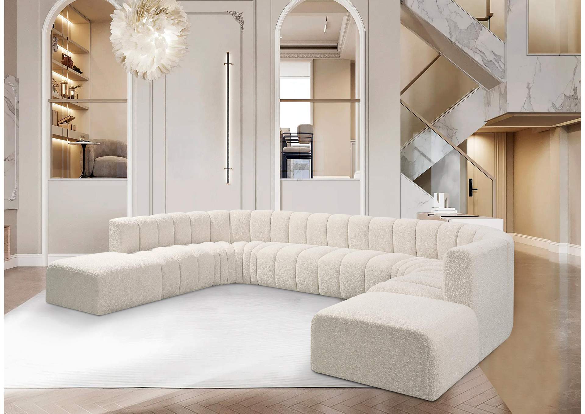 Arc Cream Boucle Fabric Modular Sofa,Meridian Furniture