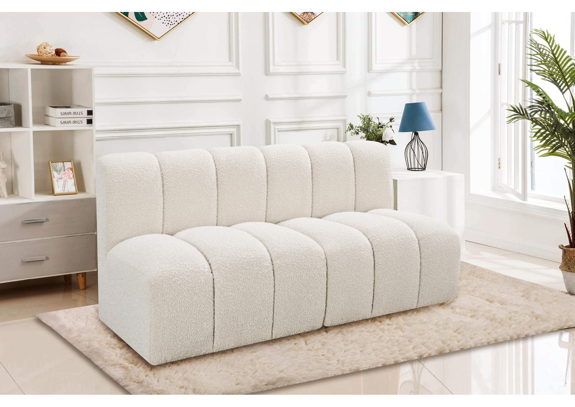 Arc Cream Boucle Fabric Modular Sofa,Meridian Furniture