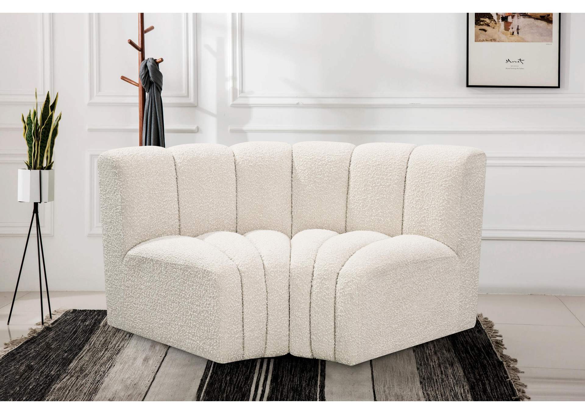 Arc Cream Boucle Fabric Modular Sofa,Meridian Furniture