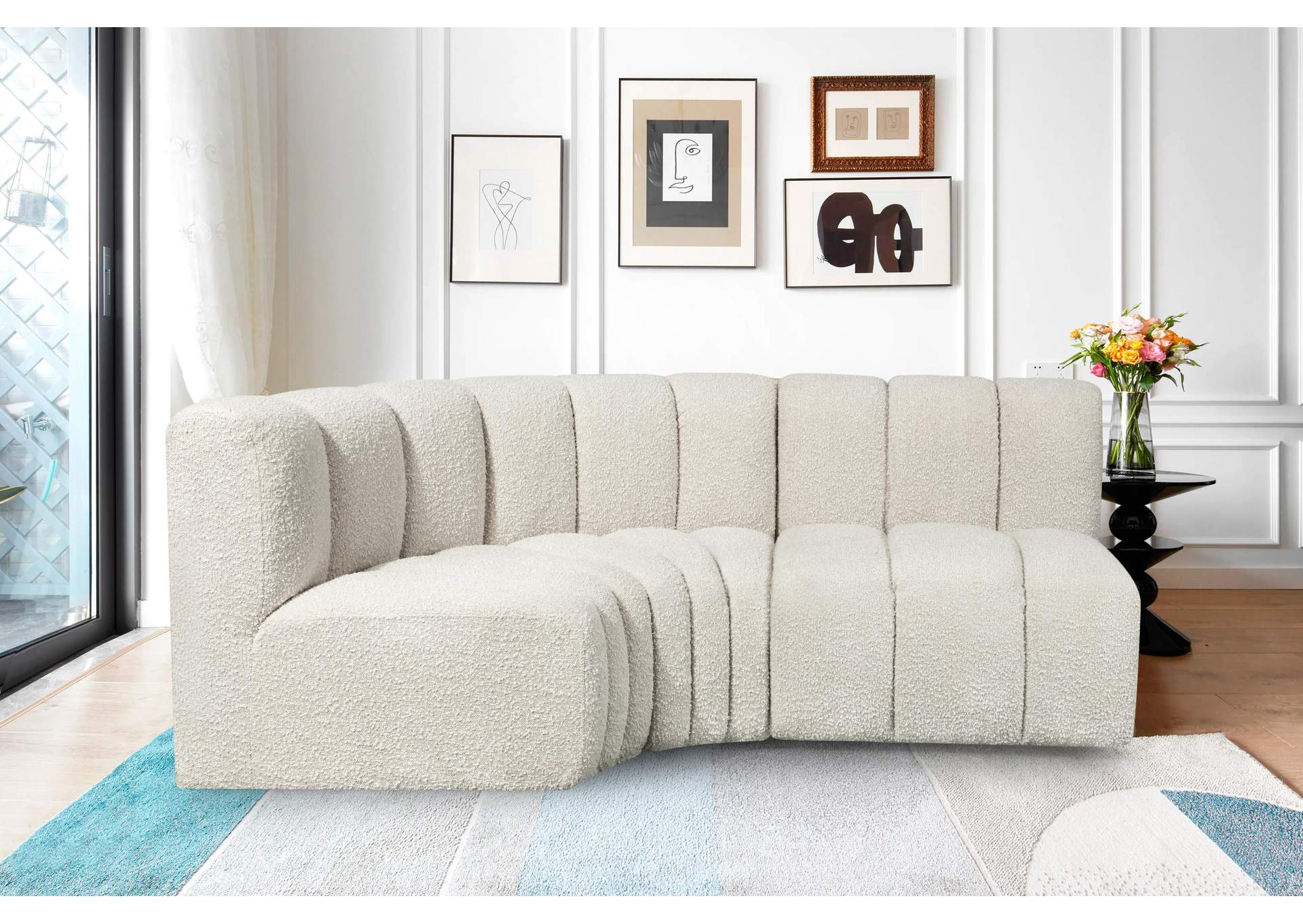 Arc Cream Boucle Fabric Modular Sofa,Meridian Furniture