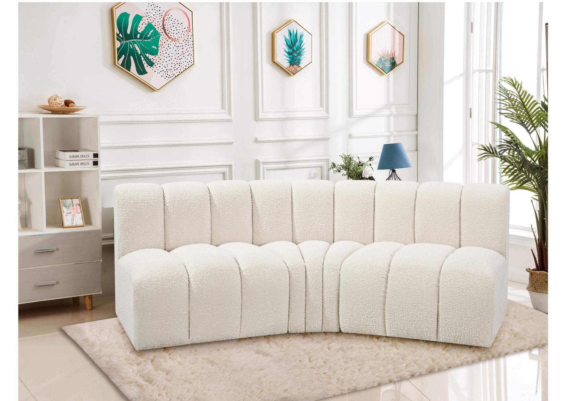 Arc Cream Boucle Fabric Modular Sofa,Meridian Furniture