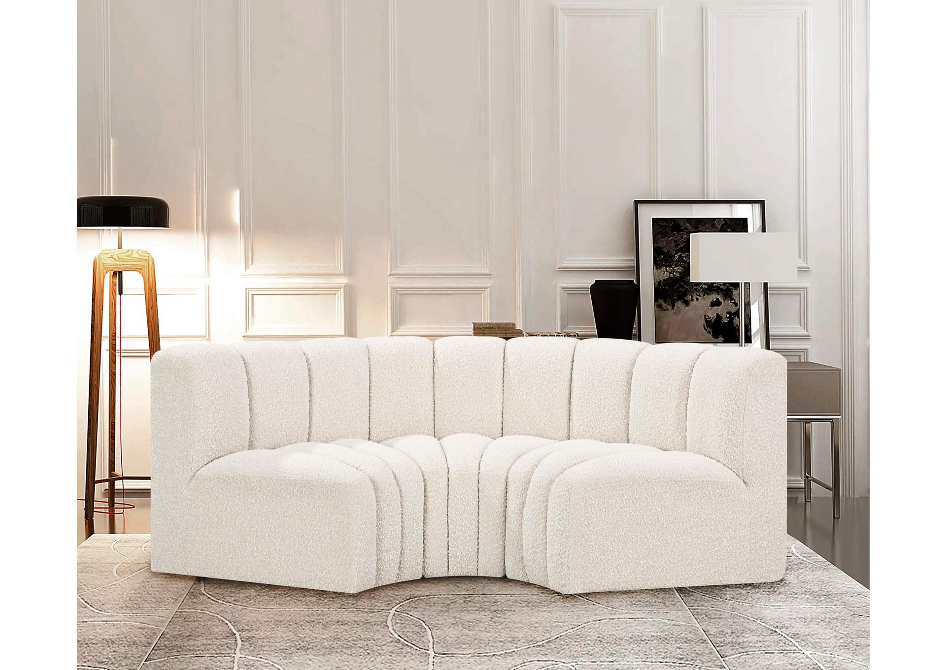 Arc Cream Boucle Fabric Modular Sofa,Meridian Furniture