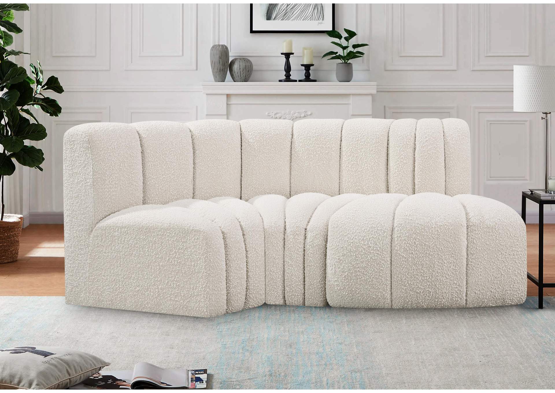 Arc Cream Boucle Fabric Modular Sofa,Meridian Furniture