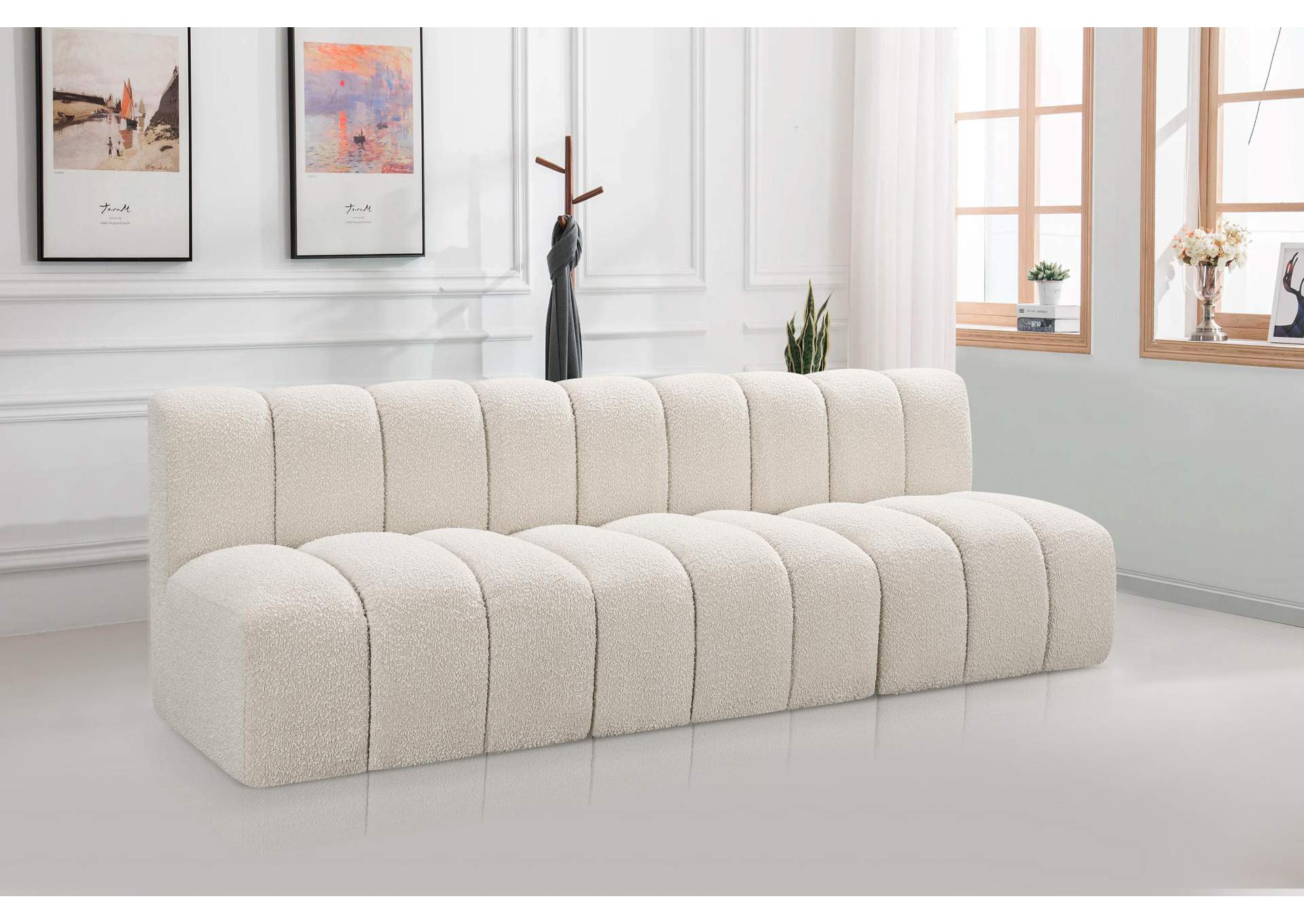 Arc Cream Boucle Fabric Modular Sofa,Meridian Furniture