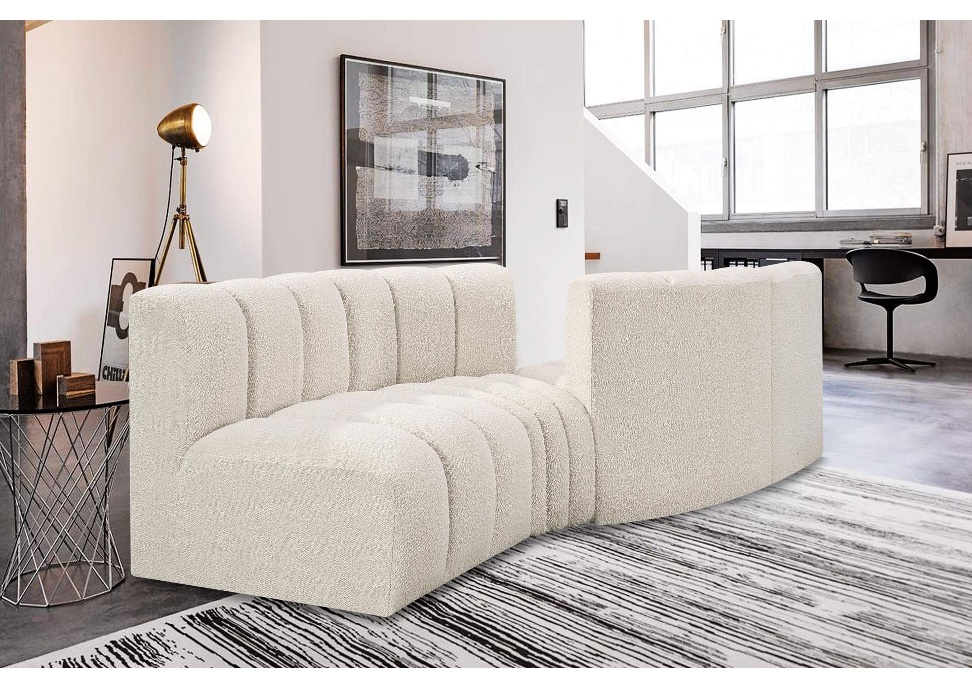 Arc Cream Boucle Fabric Modular Sofa,Meridian Furniture