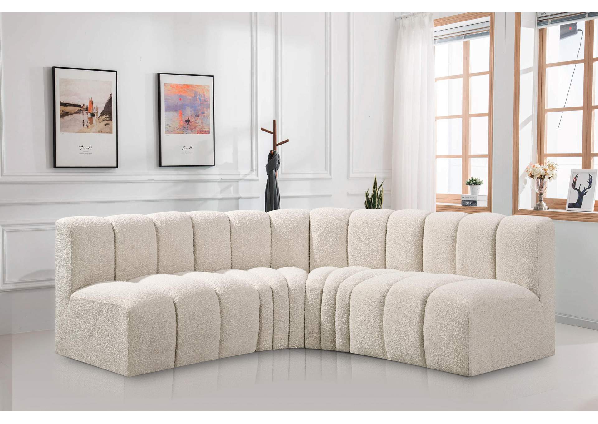 Arc Cream Boucle Fabric Modular Sofa,Meridian Furniture